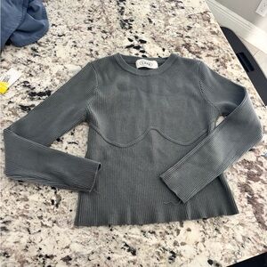 Cider Gray Ribbed Knit Top